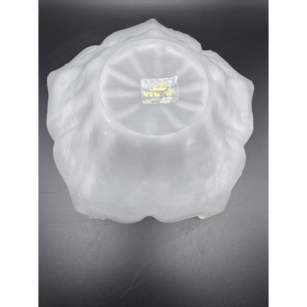Viking Epic Lotus Blossom Bowl White Frost Vintage Glass MCM Mid Century Modern - Picture 9 of 10